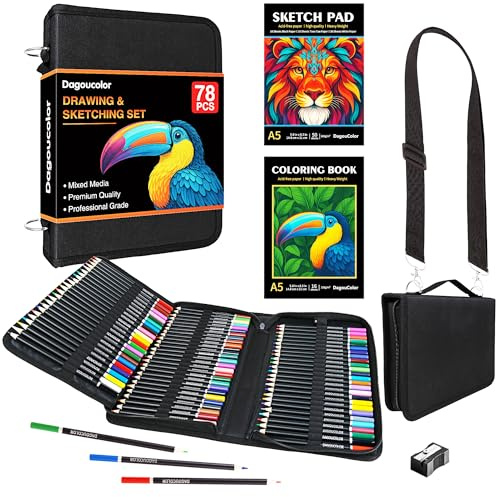 DagouColor Drawing Pencils in Shoulder Bag - 76 Colored Pencils