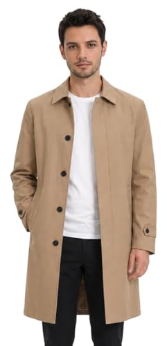 Allthemen Trench Coat Homme Longue Classique Manteau Simple Boutonnage Décontracté Parka Coupe-vent Automne