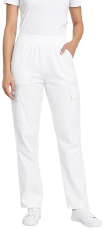 Medifashion 24 Damen Cargo Hose Weiß, medizinische Arbeitshose für Ärztinnen & Pflegepersonal, Elastisch,Atmungsaktiv, Krankenhaus,Praxis,Labor (DE/NL/SE/PL, Numerisch, 38, 40, Regular, Regular, weiß)