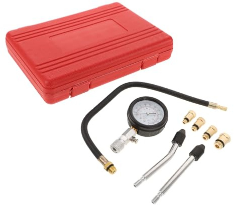 PLAFOPE Kit Comprobador de Compresión para Motores Fuera de Borda y Automóviles, Medidor Doble Barra para Cilindros, Herramienta Multifuncional de Presión Adaptadores, Resistente
