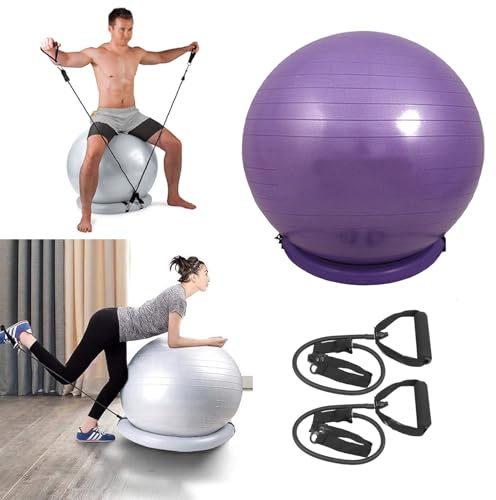 Stabilitetsbollstol, ergonomisk balansboll med halkfri bas och spricksäkert säte, bålstyrka och hållningsstöd för hemmakontor, yoga, pilates, graviditet med pump