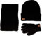 TMEOG Wintermütze Herren Mütze Schal Handschuh-Sets, Touchscreen Handschuhe Beanie Warme Mütze Strickmütze Winterschal Herren mit Fleecefutter (Schwarz)