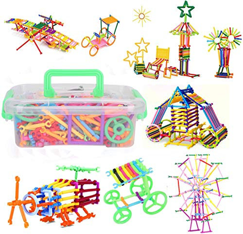 Spielzeug Steckbausteine Pädagogisches Lernspielzeug für Kinder ab 3 Jahren Steckspiel Gebäude Konstruktionsspielzeug Stecken Bauklötze 300 Stücke Bausteine für Geburtstag Weihnachten Geschenk