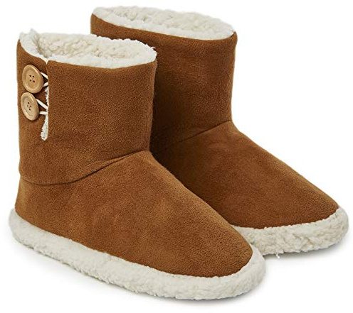 Dunlop Chausson Hommes, Bottines Fourrées Hiver, Chaussons Bottes Homme Intérieur Extérieur, Pantoufles Chaudes Semelles Antidérapantes Mémoire de Forme, Cadeau Original ,Brun,44 EU