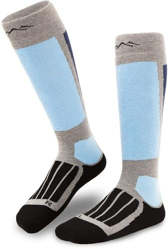 gipfelsport Skisocken für Kinder, Herren und Damen - Dicke Socken aus Merinowolle, warme Merino Snowboardsocken, 1x Paar Skistrümpfe, Grau, Größe 42-44