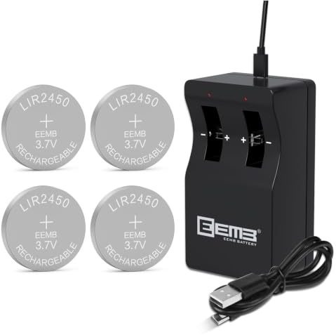 EEMB LIR2450 laddare 4 × knappcellsbatterier, 3,7 V 120 mAh, uppladdningsbar