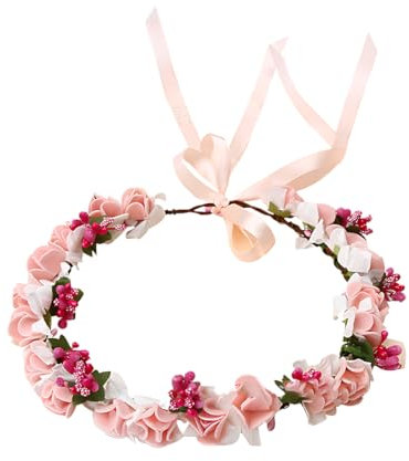 XPEX Blumenkranz Blume Krone Stirnband, Blumenkrone,Haarkranz Krone，Blumen Stirnbänder Kopfschmuck Haarbänder Floral Girlande, für Festival Party Hochzeit Strand (Rosa)