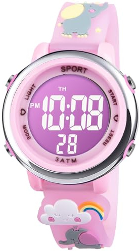 Vicloon Kids Digital Watches, 7 Color LED Lights Waterproof Cute Wristwatches for Kids with Alarm Stopwatch, Digital Sports Child Wirstwatch Unicorn Toys Gift for Girls Boys Ages 6-12