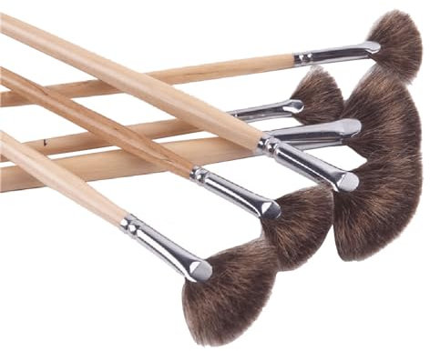 Jowoart Lot de 6 pinceaux en bois pour peinture acrylique - Éventail à cheveux mélangés - Pinceau de peinture à l'huile - Fournitures d'art - Matériel de dessin pour artiste