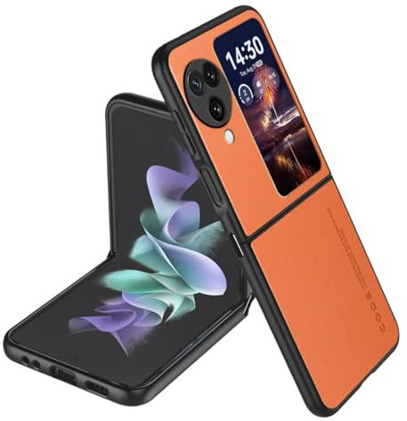 HONLEN Hülle für Oppo Find N3 Flip (6.8 Inches) Business Telefonhülle aus Leder mit Rückseite, Orange