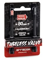 ERRECOM 1000 Miglia Válvulas Tubeless para Bicicletas - 80 mm, compatibles con válvulas Presta, Juego de 2 Piezas, Herramienta de extracción Valve Core incluida