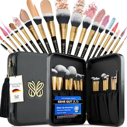 Luxuriöses Make Up Pinsel Set mit Etui [18-Pinsel] - Schminkpinsel Kosmetikpinsel Gesichtspinsel Augenpinsel Lidschattenpinsel Puderpinsel Foundation Highlight Concealer Contouring | Geschenkidee