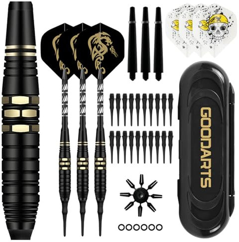 LYCXAMES Dartpfeile mit Kunststoffspitze für Elektronische Dartscheibe, 3 Stück Soft Darts Pfeile Set, 18 Gramm Profi Softdarts Dartpfeil mit 20 Kunststoff Dartspitzen und Anti Lose Gummiringe