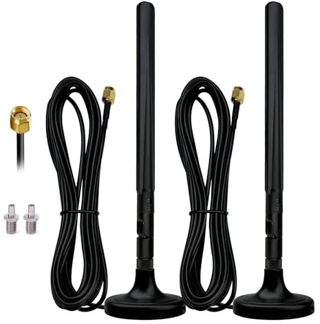 Greatzer 2PCS Antena 5g 4g WiFi LTE Antena 15DBi Omni-Directional Base Magnética Antenna Amplificadores de señal SMA/TS9 Antena, 700-6000MHz, GSM/GPRS/2G/3G/4G/5G Router IoT-Gateway Smart Home - 3M
