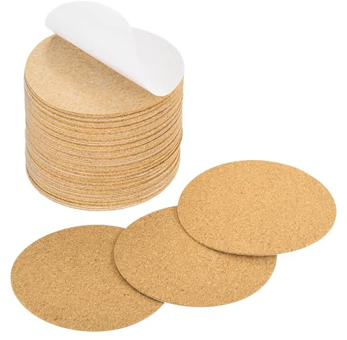 QUARKZMAN 58 st självhäftande kork för underlägg, 80 mm/3,15 tum korkmattor med rund hållare för vinglas gör-det-själv kopp (tjocklek 1 mm)