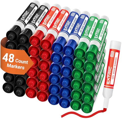EXTRIC Dry Erase Markers 48 Whiteboard Markers Chisel Tip Bulk, Teachers