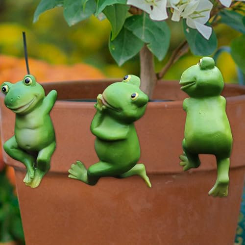 Mineup Grenouille Decoration, Lot de 3 Figurines de Grenouille, Grenouille Petit Decoration de Bassin de Jardin pour Mini-étang, Bassin de terrasse, bacs en Zinc, Bol à Plantes