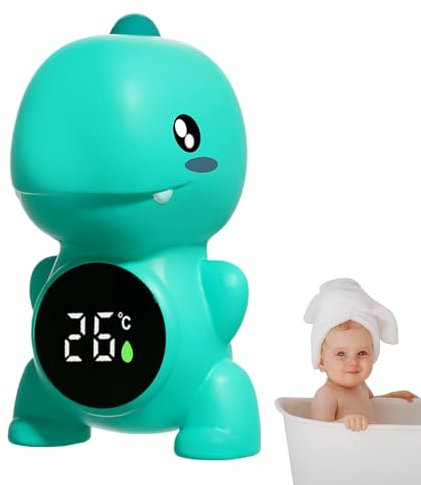 Calibre de temperatura de bañera, medidor de temperatura del baño para niños - Dinosaurio Waterproof Digital Water Inside,Three-Color Temperature Display, Temperaturas