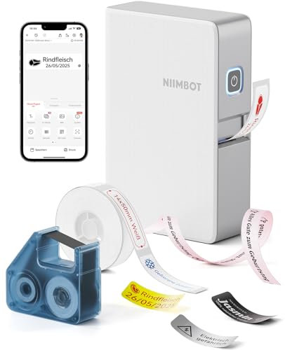 NIIMBOT N1 Etikettendrucker, B18 Upgrade Selbstklebendes Etikettiergerät Beschriftungsgerät, Tragbarer Thermotransfer Label Printer Farbdruck Etiketten nterstützt das Drucken von Geschenkbändern