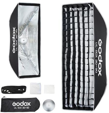 Godox UL-Box 30 x 90 cm Quick Release Umbrella Softbox, 12x 35 Stripbox | Softbox Ultra-Fold with Bowens Mount, Narrow Rectangle Softbox for Photograph,Studio Photo,Wedding, Edge Lighting
