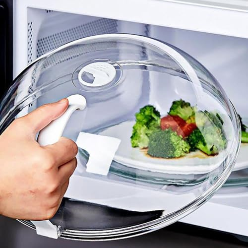 Microwave Splatter Cover, 9.2 Inch (23cm) Transparent Plate Lid with Steam Vents & Handle - Oil Proof, BPA-Free Food Cover for Microwaves, Anti-Splash Kitchen Splatter Guard