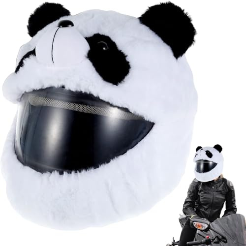 BeVistoso motorcykelhjälmöverdrag söt panda polyester plysch hjälmöverdrag enkel installation universell passform motorcykel förbättrar det roliga med att åka