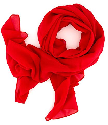 DOLCE ABBRACCIO by RiemTEX Schal Damen SWEET LOVE Stola Chiffon Tuch in 30 Unifarben Schals und Tücher Halstücher XXL Chiffontücher in feurigem Rot Halstuch für jede Jahreszeit (Clear Red)