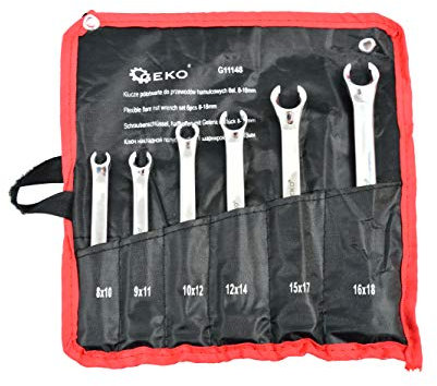 BSD Set di Chiavi ad Anello Aperto, Metriche - Chiavi Finitura Lucida, Set di Chiavi Poligonali Aperto, Chiavi per Tubi del Freno, Chiavi per Raccordi 8-18mm - 6 Pezzi