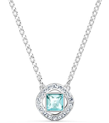 Swarovski Una Angelic Square Halskette, Blau, Rhodiniert, Amazon Exklusiv