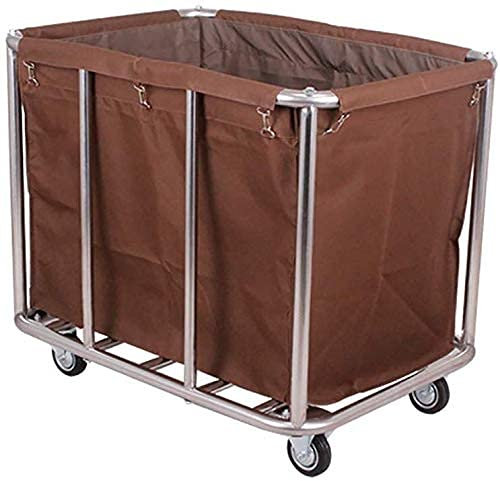 MHBGX Multifunktionell förvaringsvagn, hushållsserveringsvagn hushållsartiklar slitstark tvättsorterare rullvagn med 4 hjul, hotellrum städvagn med väskor avtagbara lastbilar, beige/kaffe