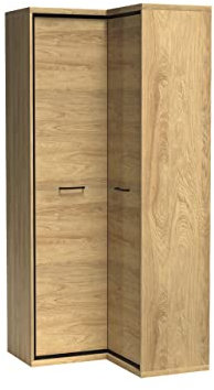 Mirjan24 Berspe BP14 Armoire d'angle avec tringle à vêtements et compartiments, en forme de L, à portes pivotantes, pour couloir et couloir, Hikora naturel