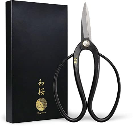 Wazakura Yasugi Ciseaux à Bonsaï Traditionnels en Acier de 180 mm, Fabriqués au Japon, Sécateur et Outils de Jardinage Japonais, Acier Haute Qualité Yasugi Noir