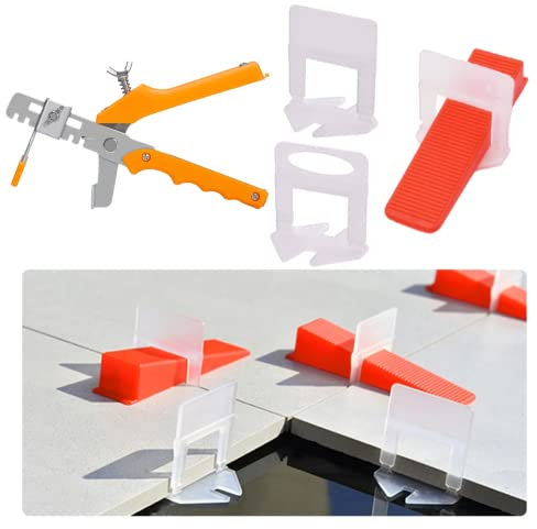 zatyorg 400PCS Tile Leveling System Kits 2mm 300 PCs Tile Level Wedge Spacer Plus 100 PCs Resuable Wedges with A Tile Leveling Pliers