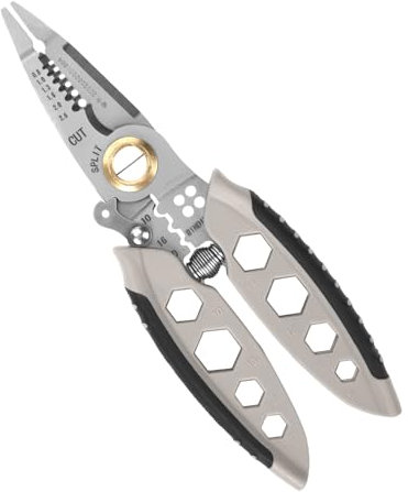 18,5cm Pelacables Multiusos, Cortador Pelacables 4 en 1 Alicates Pelacables de Alta Resistencia Herramienta Profesional de Engarzado de Cables Eléctricos para Cortar Dividir Sujetar