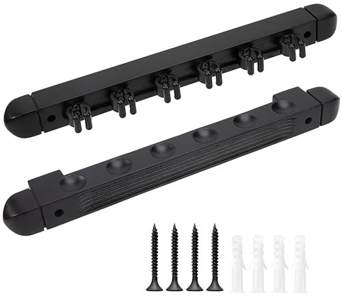 Newellsail Billard Queue Halterung Holz Billard Stick Halter Wandhalterung Snooker Queue Regal Langlebig Queueständer für Billardclubs Bars Billardspiele (Schwarz)
