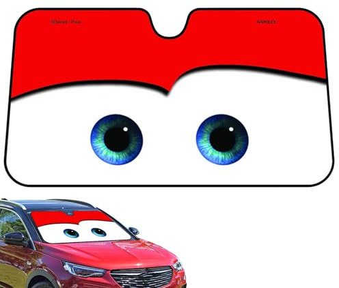 Pare-Soleil de Voiture | Yeux de Dessin animé de Voiture, Pare-Brise, Pare-Soleil de Pare-Brise livré avec Sac de Rangement, pour Certaines berlines, Va-NS et SUV 130 x 70 cm