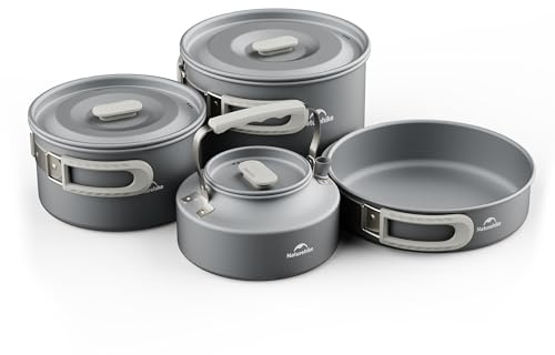 Naturehike Camping grytset porslin köksredskap set kastrull för 4–7 personer för camping utomhus vandring picknick BBQ (4–7 personer)