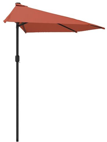 CLALER Halber Sonnenschirm 300x155x223cm, Halber Terrassenschirm 3m, Halbkreis Öffnung Schattenüberdachung, Sonnenschutz, UV-Schutz, für Wand, Veranda oder Balkon Möbel, Dark terracotta
