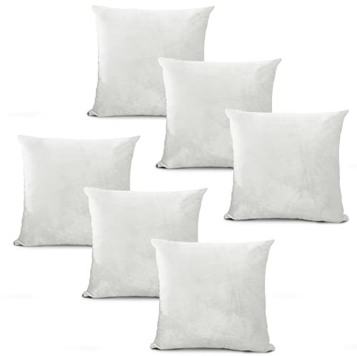 Hafaa Velvet Cushions with Covers Included Sets 12 (6 White Cushion Covers, 6 Cushion Inserts 45cm x 45cm) Luxury Decorative Fluffy Square Throw Pillow Case Sofa Cushion with Invisible Zipper