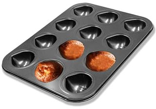 Gurlideo Molde antiadherente para hornear con 12 cavidades en forma de castaña y mantequilla, color negro