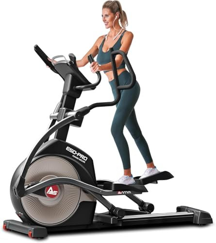 Crosstrainer AsVIVA E50 Pro, Ellipsentrainer in Studio-Qualität, großes Touch-Display mit Streaming-Diensten, elektrische Steigung, 32 Widerstandsstufen, App-Steuerung, gelenkschonend bis 150 kg