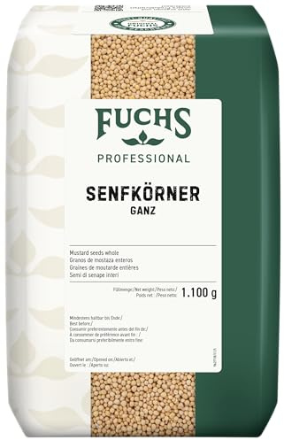 Fuchs Professional - Senfkörner, ganz | Zum Mörsern für Marinaden, Suppen und Saucen | Profi-Qualität für Großverbraucher | 1,1 kg im recyclebaren Beutel