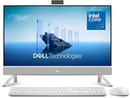 Dell 27 All-in-One Desktop ec27250-27-inch FHD (1920 x 1080) Display, Intel Core 7 Processor 150U, Intel Graphics, 16GB DDR5 RAM, 1TB SSD, Windows 11 Home, Onsite Service - White