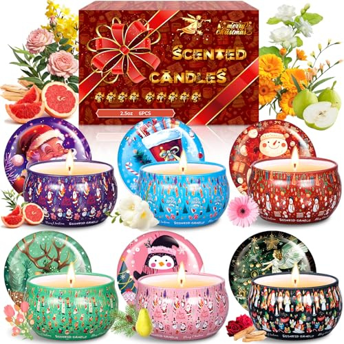 RDDAIPE ６Piezas Velas Aromáticas, Velas Perfumadas, Velas Aromáticas Navidad, Cera de Soja Velas Perfumadas Navidad per Regalos Mujer, Día de la Madre, Cumpleaños