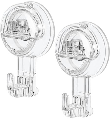 2 Pcs Crochet Ventouse,Transparent Amovible Ventouse Salle de Bain Robuste 3 Kg, sans Clous Porte Serviette Ventouse pour Douche, Salle de Bain, Cuisine, Fenêtre, Peignoir