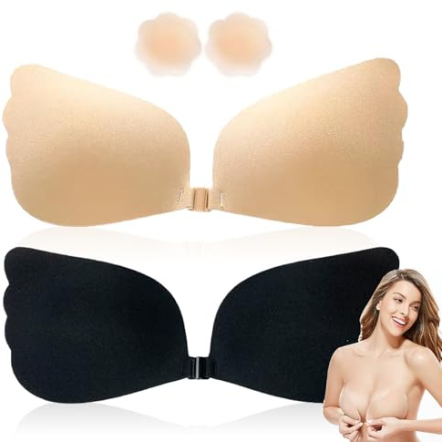 Auirshiky Soutiens-Gorge AutoadhéSifs, Coque Soutien Gorges, Soutien Gorge sans Bretelles, Coque Adhesive Soutien Gorge, Soutien Gorge Adhesif Push Up, Réutilisable Invisible Respirant Push-Up (B)