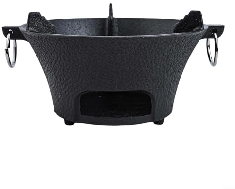 Barbecue au charbon de bois en fonte de qualité supérieure pour les aventures de barbecue coréen et japonais – Répartition uniforme de la chaleur de 19,5 cm, idéal pour la cuisine en plein air