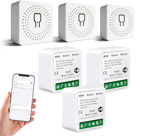 6 moduli di interruttore della luce intelligente, mini interruttore Wi-Fi fai da te, interruttore intelligente, compatibile con app Tuya, Alexa e Google Home, si adatta dietro l'interruttore a parete
