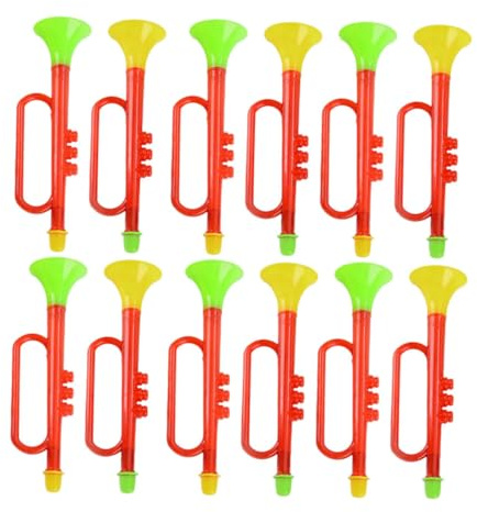 HONITANO Trompetas de Plástico para 12 Unidades, Juguetes de Cuerno para Animar Fiestas y Celebraciones, Instrumento Musical Seguro y Divertido, Accesorios de Color Color Aleatorio