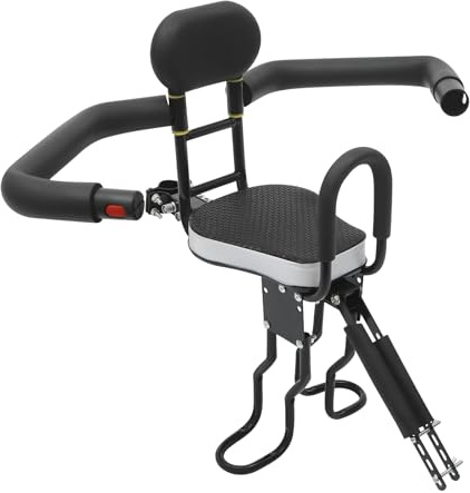 HongKKon Asiento infantil para bicicleta, asiento infantil desmontable, respaldo y apoyo y pedales, carga 80 kg, asiento delantero para niños de 1 a 5 años